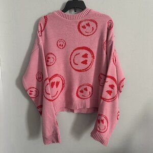 ASOS DESIGN Smiley Face Knit Sweater Pink/Red Size XS / 2